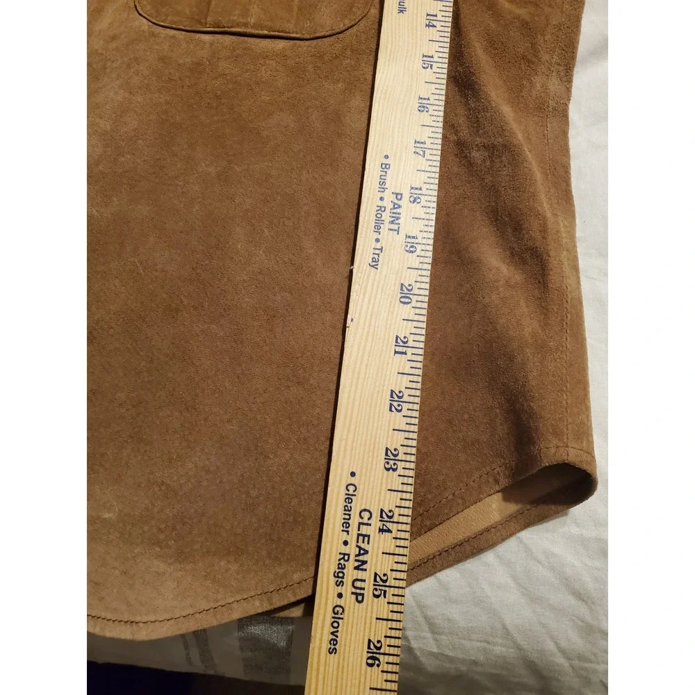 J. Peterman Co Suede Leather Shirt Brown Western Workwear Button Up Jacket Small